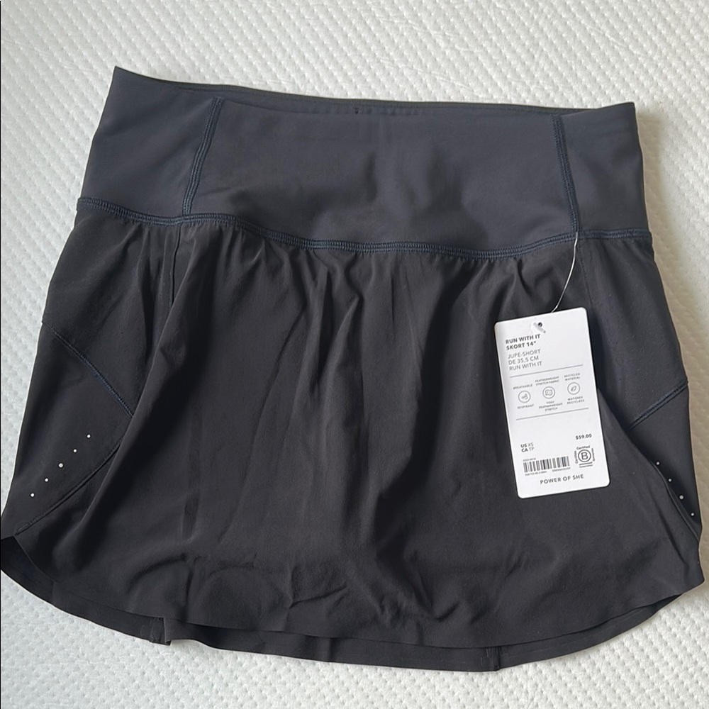 Black Athletic Run With It Skort